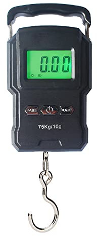 YAGSUW Portable Electronic Hook Scale Digital Hanging Bag Luggage Weight Scale Fishing Scale with Measuring Tape 165Lb Black