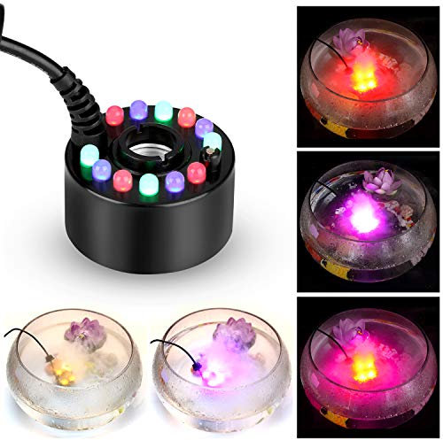 FITNATE Nebler ultraschall Vernebler, 12 LED ultraschall Nebelmaschine, Nebelmenge und LED verstellbar, Zerstäuber für Halloween Pumpkin, Hexentopf, Brunnen, Teich, Nebelkapazität≥400 ml/H