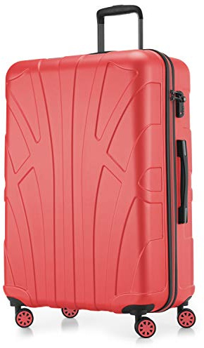Suitline Stor resväska 76 x 53 x 31 cm ABS hård skal expanderbar (96-110 L) med TSA lås 4 dubbla hjul teleskophandtag trolley, korall