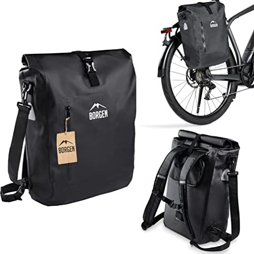 Borgen 3in1 Bike Bag - Shoulder Strap and Laptop Bag - Pannier, Roll Top and Bike Backpack