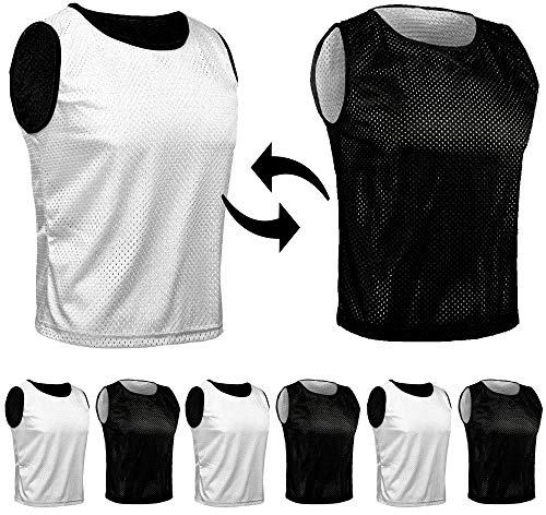 SPORTSBIBS 6X Fußball Leibchen für Kinder und Erwachsene - Set von 6 Stück - Wendeleibchen 2-Farbig, Trainingsleibchen, Markierungshemd Doppelseitig für Damen Herren Junioren Senioren