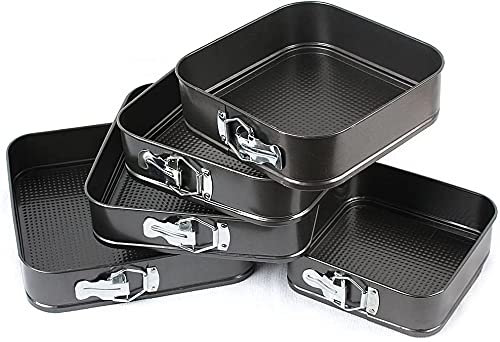 5 Pcs Square Non-Stick Baking Pan Spring Form Cake Pan Bake Tray Tins Parties Wedding Gift Set