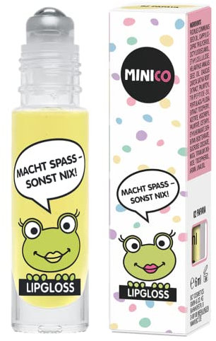 MINICO Premium Lipgloss Roll-On für Mädchen Papaya Aroma, natürliche Inhaltsstoffe, sehr gut verträglich, speziell für Kinder, naturbasiert Farbstoffen, dermatologisch getestet