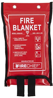 Firechief Kitemarked Fire Blanket 1.2m x 1.2m, Soft Case, Red - Medium Emergency Fire Blanket For Home, Kitchen, Garage - Kitemark Certified to BS EN 1869 - SVB2/K40 Model