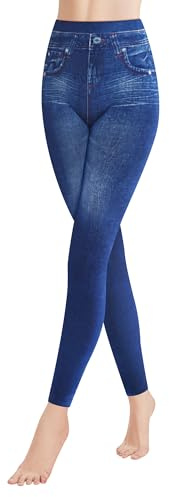 GOVIA Termoleggings dam jeanslook byxor med foder hög midja jeggings fodrade 4109 VA, 1-pack modul D, S/M