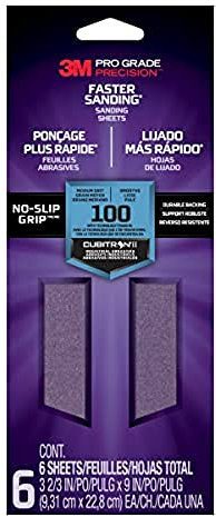 3M Pro-Grade Precision Sanding Sheets 100 Grit (Intermediar), 127100TRI-6, 3.75 x 9, 6/Pack