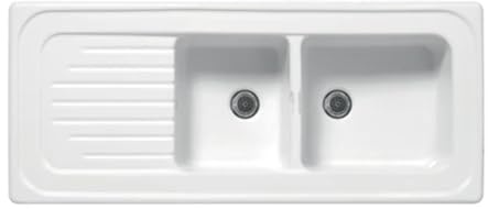 LAVELLO DA INCASSO IN CERAMICA MOD. C281 CON 2 VASCHETTE 116 x 50 Bianco