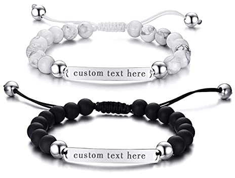 Cupimatch Paar Armband mit Gravur, Personalisierte Edelstahl Glänzend Poliert Pärchen Armkette Panzerkette für verliebte Damen Herren zu Weihnachten Jubiläum Hochzeit Geburtstag Valentinstag