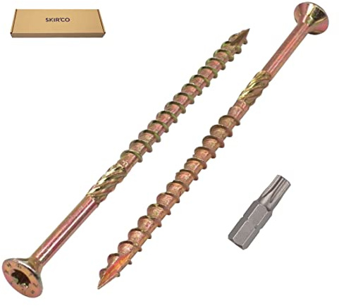 SKIR'CO (50 Stück) Universal Verzinkter Stahl 6,0 x 120 mm Gelb Holzschrauben Senkkopf Torx Kopf Typ 17 Spanplattenschrauben (50, 6,0 x 120 mm)