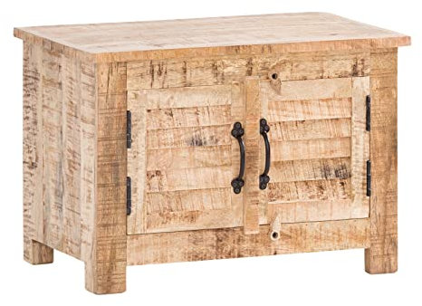 Woodkings® Flurbank Caribou massiv Holz Sitzbank Holzbank Sitzkommode Schuhbank Garderoben Flurmöbel