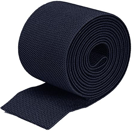 sourcing map Large bande élastique double face en sergé - 75 mm - Bande élastique tissée plate de 1,8 m - Bobine élastique lourde et extensible - Bleu foncé - Pour la couture, la taille