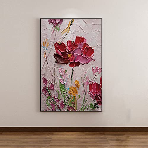 Ölbilder Auf Leinwand Handgemalt, Rote Textur Pfingstrose Blume Abstrakte Kunst Moderne Kunstwerke Rahmenlose Handgemalte Ölgemälde Auf Leinwand Wandkunst Für Wohnzimmer Schlafzimmer Büro Wohn