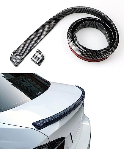 ESEWALAS Universal Car Rear Spoiler Exterior,Car Trunk Spoiler Roof Lip Kit,Spoiler for Cars,Trunk Spoiler Kit,3D PU Rear Trunk Lip or Roof Spoiler Sticker Bar,Punch-Free Installation (Carbon Fiber)