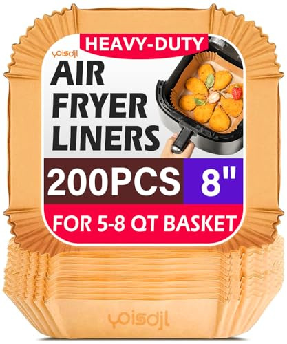 200pcs Air Fryer Liners Disposable, Air Fryer Liners, 8.7 Square Parchment Disposable Paper Liner for Air Fryer, Parchment Paper, Baking, Roasting and Microwave