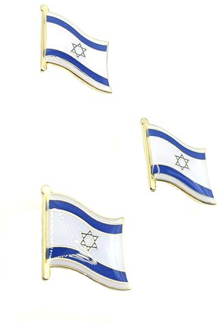 Anstecknadel mit israelischer Flagge aus Metall, Emaille, 3 Stück, Metall