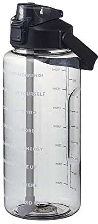 Fenhua Sport Trinkflasche Mit Strohhalm - 2 Liter Motivierende Wasserflasche Mit Zeitmarkierung, Auslaufsichere Wasserflasche Mit Griff Für Fitness, Outdoor Sport