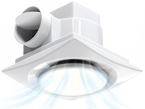 Nalle Ventilation Fans Bathroom Exhaust Fan with Light 12 inch Panel 6000K 18W Round LED 110 CFM 1.0 Sones 4 Inch Duct,110V Ceiling Mount Exhaust Fan for Shower,Bathroom,Office,Home (YFL-250)