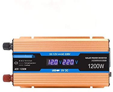 Inversor de Corriente para Coche de 500 W/1200 W/1600 W/2200 W Inversor de energía Solar para Coche Placa de Alto Rendimiento, LCD Inteligente, Interruptor de alimentación Independiente, Ventilador