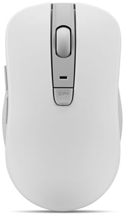 Lenovo Souris Bluetooth silencieuse (WL300) - Souris d'ordinateur à 5 Boutons avec clic Gauche et Droit Silencieux - Grip sculpté, Microsoft Swift Pair, jusqu'à 1600 DPI (Blanc)