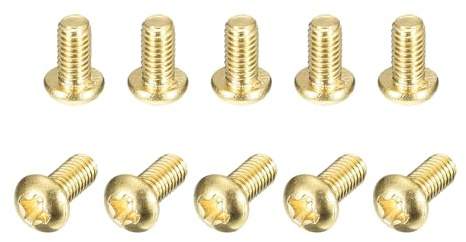 sourcing map Messing-Maschinenschrauben, M3 x 6 mm, Kreuzschlitz-Flachkopf-Befestigungsschrauben für Möbel, Büroausrüstung, Elektronik, 60 Stück