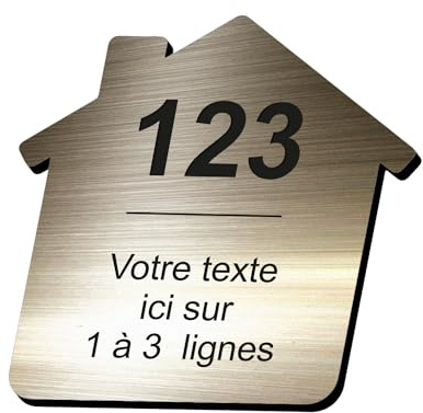 Plaque gravée personnalisée autocollante pour nom et numéro de boîte aux lettres en forme de maison design - bronze - format 5x5 cm