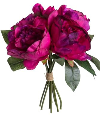 Botanic-Haus künstliche Pfingstrosen (Päonien) gebündelt mit 4 Blüten und 4 Knospen Farbe: Fuchsia