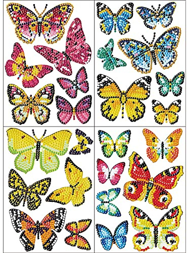 Demiawaking 4Pcs 5D DIY Diamond Painting Sticker Aufkleber, Diamant Malerei Deko Sticker handgemachte Kreuzstich Kits geschenk (03)
