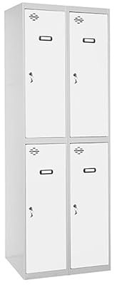 Simon Rack Taquilla Vestuario 2 Puertas 1800x600x500 mm - Simonlocker | 2 Módulos, Incluye 2 Llaves, Gris/Blanco, Pintura anticorrosión