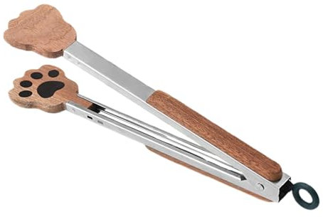 Küchenzangen - Grill-Servierzange, Outdoor-Küchenutensilien | Holzfutterzange für Desserts, Steakzange für Camping, Outdoor, Grillzange