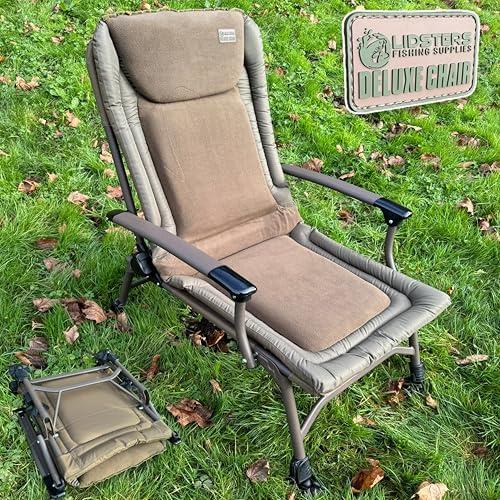 LIDSTERS Deluxe Carp Fishing Camping Chair Padded Adjustable Legs Arm Rests Pillow