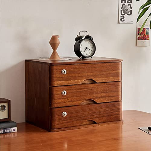 Schreibtisch-Aufbewahrungsbox aus Holz mit abschließbaren Schubladen, 4-stöckig, Aktenschrank für Zuhause, Büro, Schreibtisch-Schubladensystem für Dokumente und Zubehör