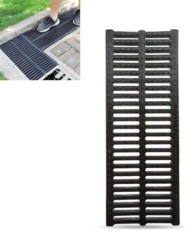 Canaleta Desague con Rejilla Rejilla de Drenaje de Plástico Polimérico de 50 Cm de Largo, 10 15 20 25 30 35 40 50 Cm de Ancho, Cubierta de Drenaje para Exteriores, Rejilla de Drenaje para Canaletas de