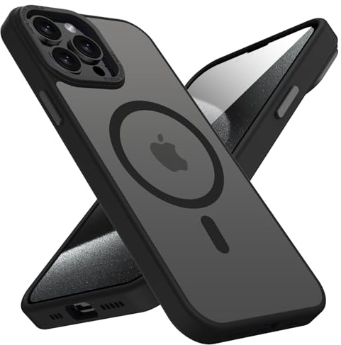 KPPIT for iPhone 15 Pro case,Black | Compatible with MagSafe,Translucent Matte,Slim Shockproof