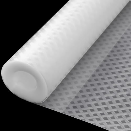 Zindoo Schubladenmatte Antirutschmatte Transparent Rautenmuster 44.5x500cm | Rutschfest und Abwaschbar, Schützt Schränke, Regale und Kühlschränke vor Kratzern, Feuchtigkeit und Täglicher Abnutzung
