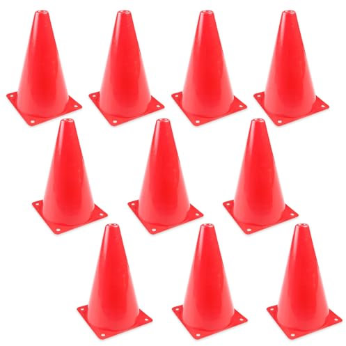 Aoreun 10 Stück Markierungskegel 18cm, Hütchen Kinder Pylonen Fußball Trainingskegel Hilfs, Multifunktionskegel Verkehrshütchen Markierkegel für Kinder Sport, Reitsport, Heimfitness und Hundetraining