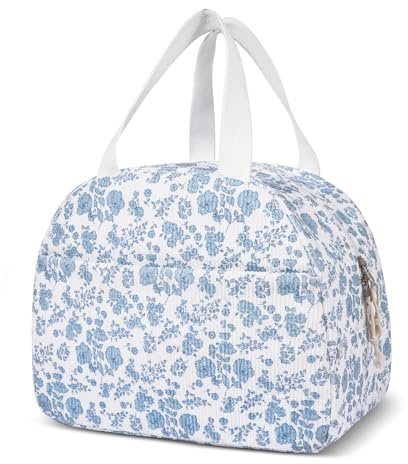 GSenhui Insulated Lunch Bag for Women Quilted Floral Lunch Box Girls Cute Lunch Cooler Bag Preppy Lunch Box Pack Lunch Bag for School Work