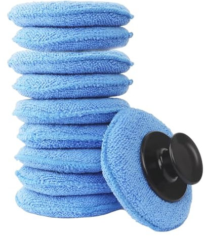 11 PCS Car Polishing Pads Car Cleaning Sponge Car Polish Applicator Pads Car Wax Applicator Pad Car Polishing Sponge with Handle for Cleaning Car As Well As An Ergonomic Handle