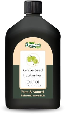 Organic Zing Olio di erba (Vitis Vinifera) | Olio per carrier puro e naturale per skincare, cura dei capelli e massaggi – 1000 ml/33,8 fl oz