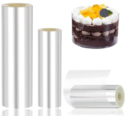 Plastikfolie Tortenfolien Tortenrandfolie Wiederverwendbar,3 PCS TortenringTorten Folienrand, Transparent Acetat Folie,Kuchen Kragen,für Tortendeko Schokolade Mousse Crafting(6cm、10cm、14cm)
