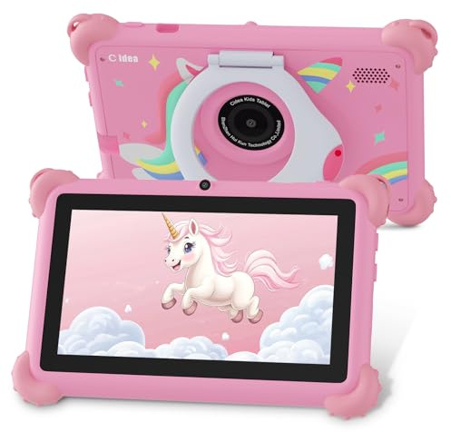 C idea Kids Tablet, Tablet for Kids 3-7,7 Inch kid Tablets Android 13, 32GB Storage toddler tablets,Parental Control, Dual Camera, WiFi, Bluetooth, Long-Lasting Battery (Pink)