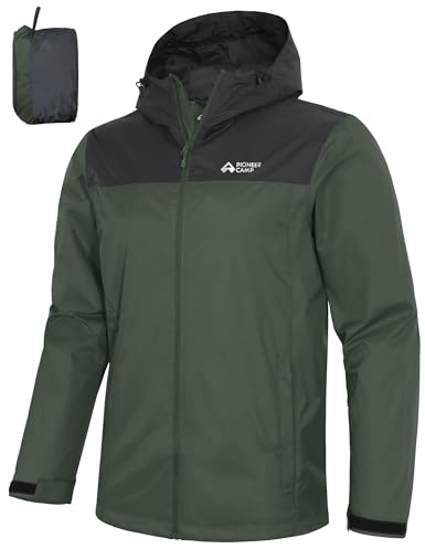 Pioneer Camp Regenjacke Herren - Wasserdicht mit Kapuze - Sportliche Wasserdichte Fahrradjacke mit Windschutz