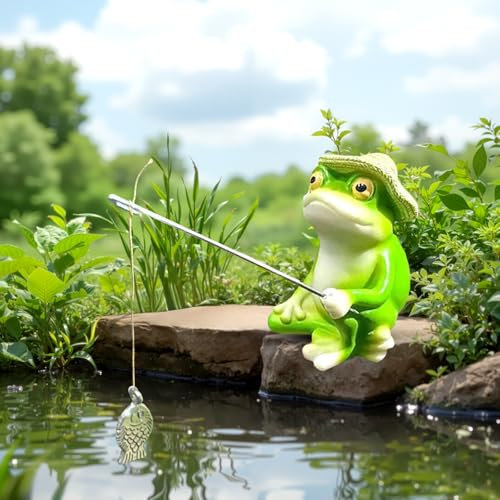 ARTGUTS Statuetta decorativa per laghetto da giardino, in resina, per giardino, paesaggio, decorazione per giardino, balcone, terrazza, laghetto, laghetto, regalo (figura di rana)