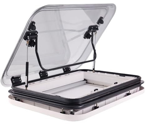ZEEKYFOR Finestra per Tetto per Camper, Lucernario per Camper, Botola di Ventilazione per Finestra di Uscita per Camper con Luce LED, Reti e Parasole, Lucernario per Rimorchio, Yacht, Nave,800x500mm