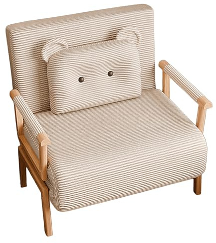 Sofffåtölj Hopfällbar 3in1 med Armstöd Ergonomisk Bäddsoffa med Justerbart Ryggstöd i 6 Lägen Manchestertyg Reclinerfåtölj för Kontor och Hemmabruk(Khaki,190 * 80 * 29cm)