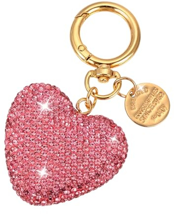 Mabor Glitzernd Strass Schlüsselanhänger Herz, Geschenk für Frauen Taschen Anhänger Eleganter Bag Charms Muttertagsgeschenk Liebes-Erinnerungsgeschenk(Rosa)