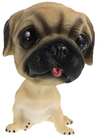 STOBAZA Wackelkopf Hund aus Federharz, wackelnde Auto Bobblehead Cartoon Mops Figur, niedliche Armaturenbrett Dekoration fürs Auto, bewegliche Wackelfigur für Spaß und originelle Fahrzeuggestaltung