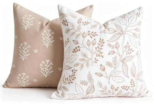 Boho Kissenbezug 40x40 Sofakissen Landhausstil Dekorative Kissenbezug 2 verschiedenen Pflanzen Mustern Couchkissen Samt Kissenhüllen Modern Dekorativ Kissenbezüge für Sofa Wohnzimmer Schlafzimmer