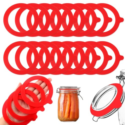 TXXATX 15 Piezas Junta de Silicona de Repuesto Rojo 69x95mm Anillos de Goma para Conservas Sellos de Silicona Reutilizable para Tarros de Conservas Tarros de Boca Ancha Tapas