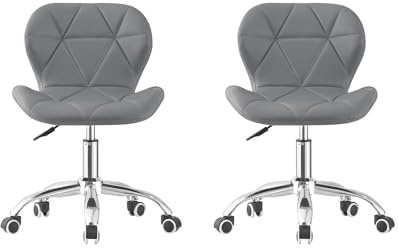 Snurrstol for kontorsskrivbord, höjdjusterbar, modern arbetsstol, 360° rotation, mjuk vadderad krombas(Pink,Double Layer Upholstered)
