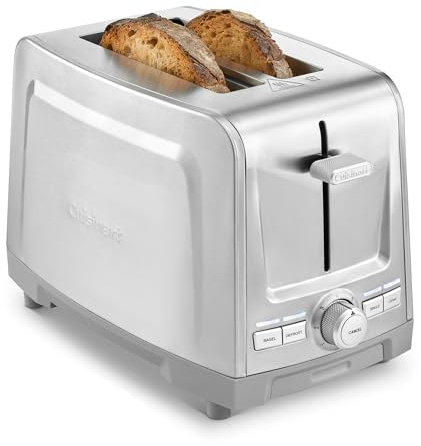 Cuisinart Core Grille-Pain 2 Tranches | Fentes Extra-Longues | Bagel | High-Lift Quickview™ | Tranche Unique & Décongélation | Boost Toast +30s | Finition Acier inoxydable brossé